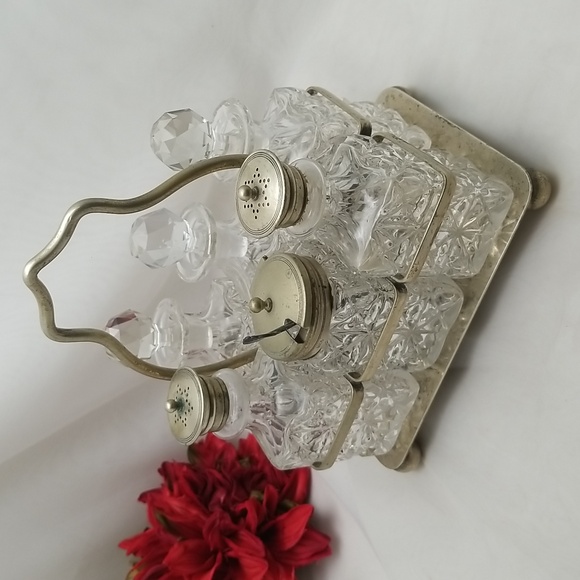 Antique Victorian Silver Plated Cruet Table Set